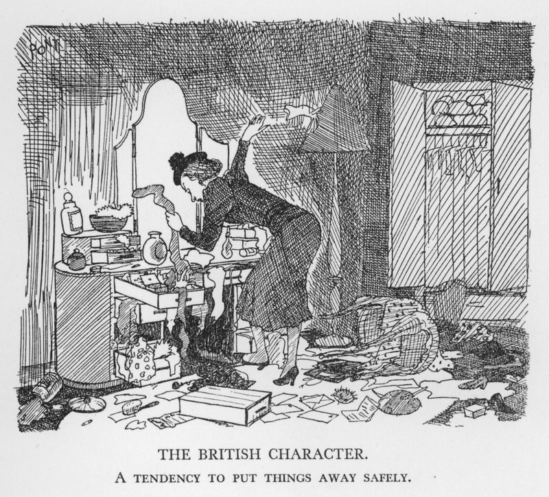 イギリス人の性格、物を安全に片付ける傾向（リトグラフ 作： ポン