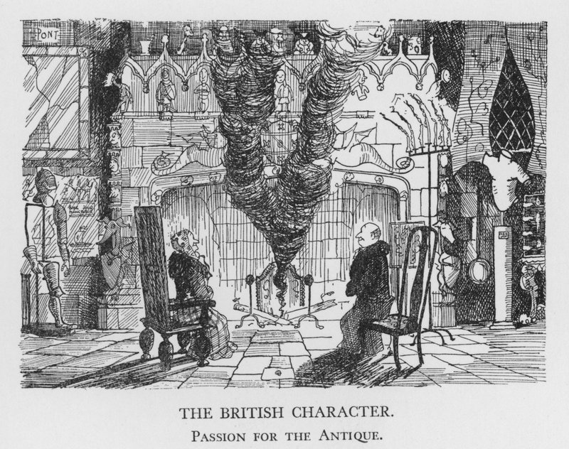 英国人の性格、アンティークへの情熱（リトグラフ 作： ポン