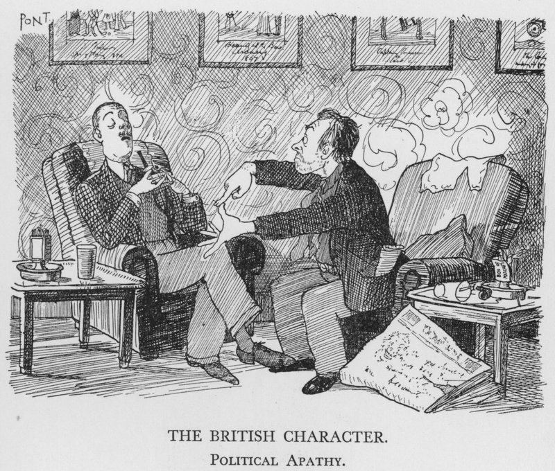 英国人の性格、政治的無関心（リトグラフ 作： ポン