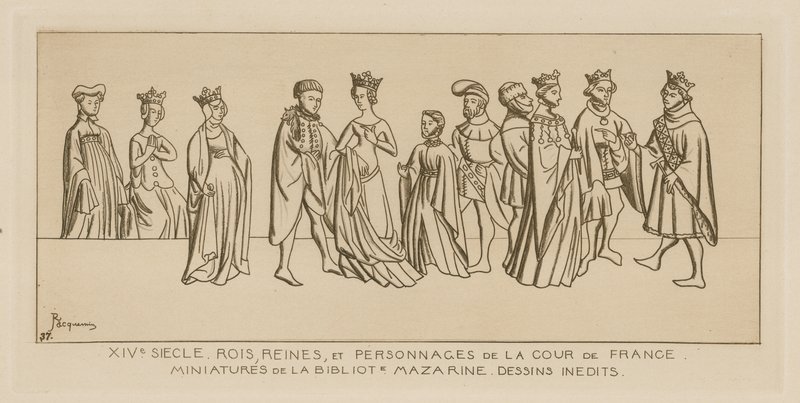 14世紀-王、女王、フランスの法廷にいる人々 作： ラファエル・ジャックミン