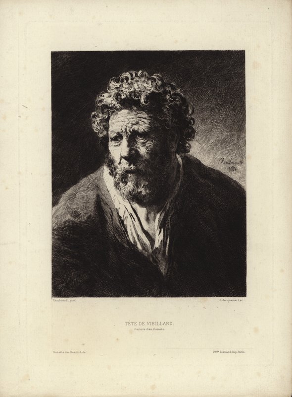 レンブラント・ハルメンスーン・ファン・レインによるテテ・デ・ヴィエラード。ジュールジャックマートによる彫刻、1877年 作： レンブラント・ファン・レイン