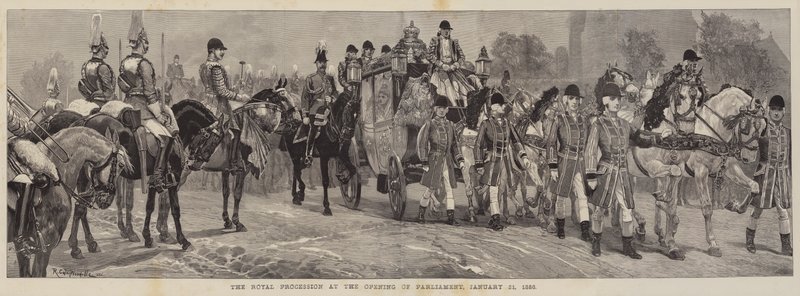 1886年1月21日の議会開会での王立行列 作： リチャード・カトン・ウッドビル・ジュニア