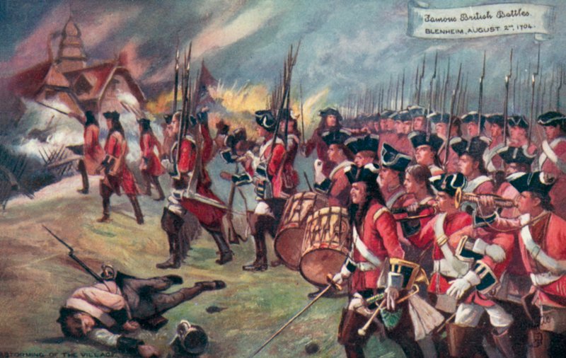 村を襲撃するイギリス軍、バイエルン州ブレナムの戦い、スペイン継承戦争、1704年 作： リチャード・ケイトンIIウッドビル