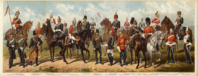 イギリスの騎兵隊、1890 作： リチャード・シムキン