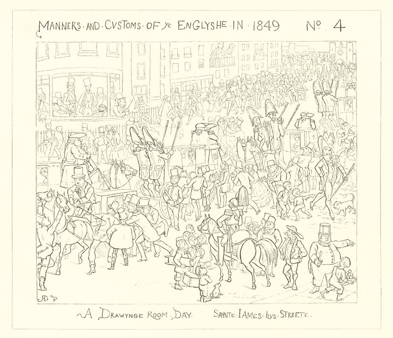 1849年、応接室の日、セントジェームスストリート 作： リチャード・ドイル