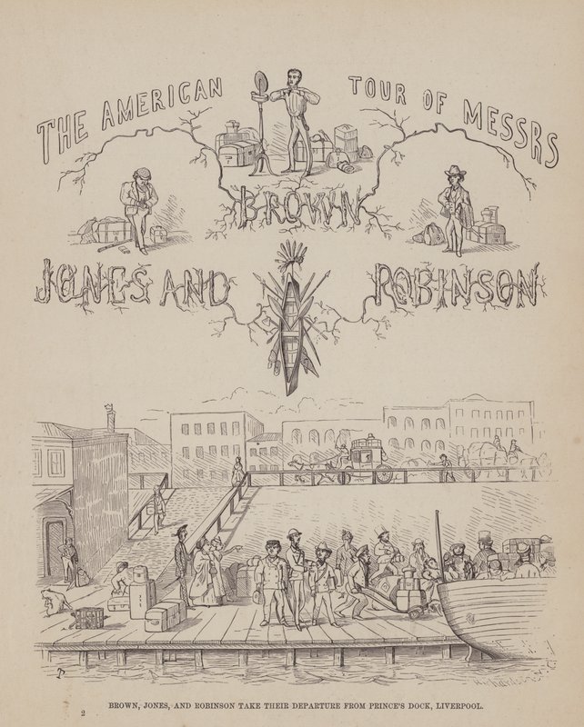 The American Tour of Messrs Brown, Jones and Robinson」のページ（彫刻）。 作： リチャード・ドイル