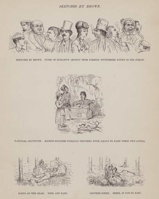 The American Tour of Messrs Brown, Jones and Robinson」のページ（彫刻）。 作： リチャード・ドイル