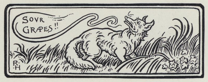 キツネとブドウ」（版画 作： リチャード・ハイウェイ