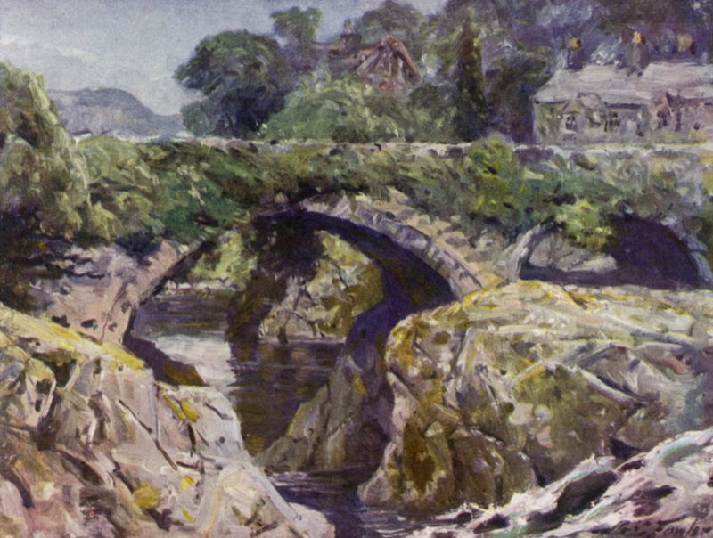 The Old Bridge, Bettws-y-Coed (カラーリトグラフ) 作： ロバート（後）ファウラー