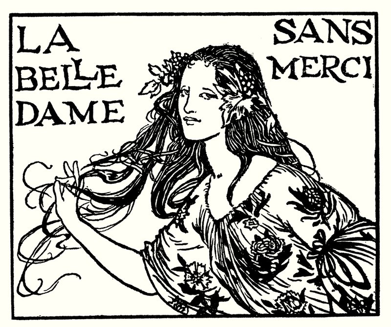 ジョン・キーツの詩のためのイラスト。La Belle Dame Sans Merci（リトグラフ版 作： ロバート・アニング・ベル