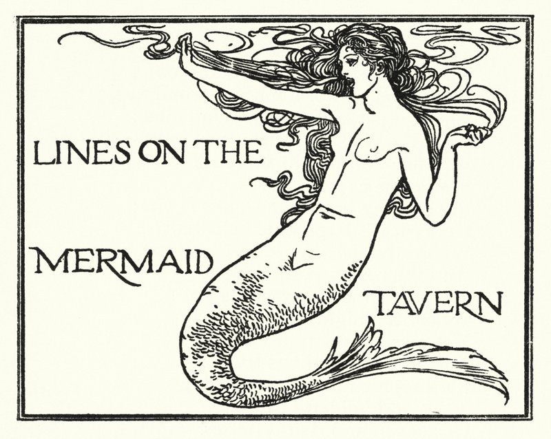ジョン・キーツの詩のためのイラスト。Lines on the Mermaid Tavern (litho) 作： ロバート・アニング・ベル