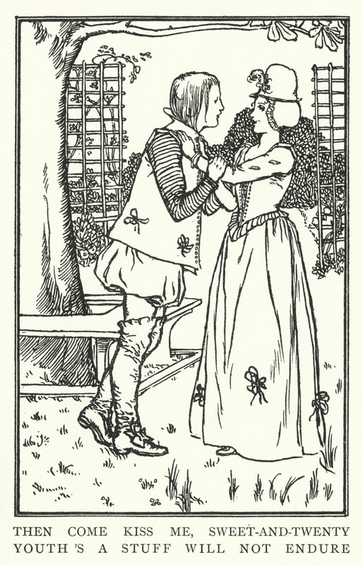 じゃあ、キスしに来てよ、スイートアンドトゥエンティ、青春のものは耐えられないよ(litho) 作： ロバート・アニング・ベル