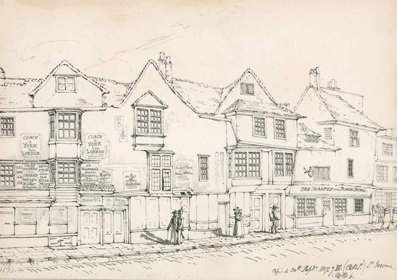 Fenchurch Street、ロンドン、1817（紙にインク） 作： ロバート・ブレメル・シュネブリー