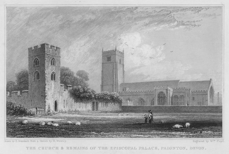The Church and Remains of the Episcopal Palace, Paignton, Devon (e.g. The Church and Remains of the Episcopal Palace, Paignton, Devon) (the engraving) 作： ロバート・ブランダード