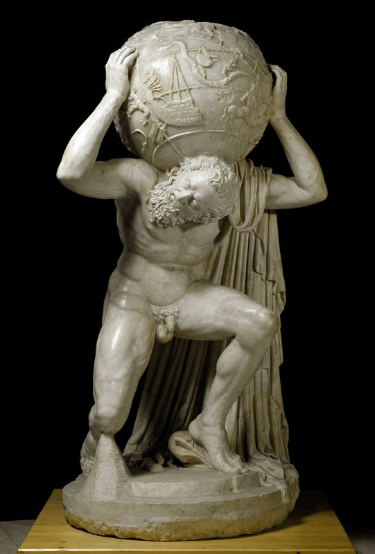 モダンアート 男性彫刻 球体の上に座る Roman_-