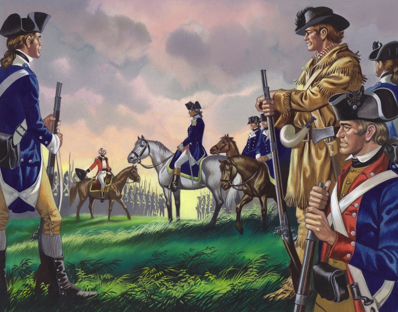 1781年10月19日、バージニア州ヨークタウンにおけるコーンウォリス将軍のアメリカ軍司令官への降伏（？ 作： ロン・エンブルトン