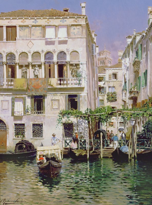 油絵・画家・尾形民子 ベニスの運河※新品 Rubens_Santoro_-