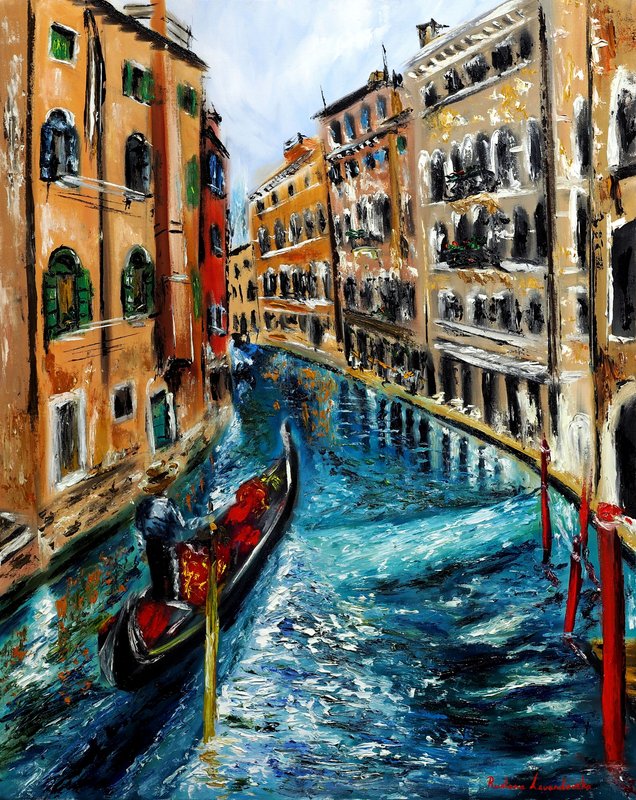 油彩画 ヴェネツィア 風景画 ゴンドラ 絵画 Ruslana_Levandovska_-