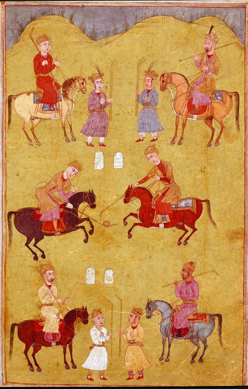 ペルシャ細密画 ポロ競技 額装 アート School_Persian_-