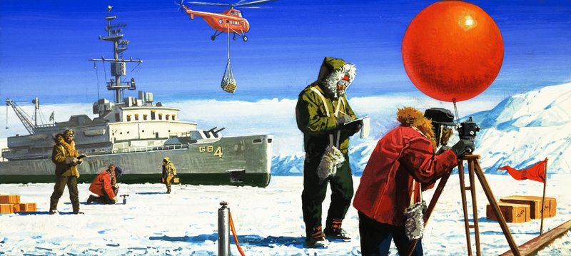 南極で科学実験を行うビビアン・フックス博士 作： セヴェリーノ・バラルディ