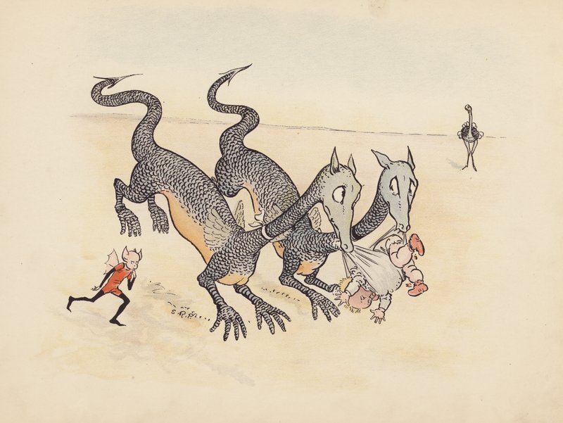 S Rosamond Praegerによる『Little Twin Dragons』のイラスト（カラーリトグラフ） 作： ソフィア・ロザモンド・プレーガー