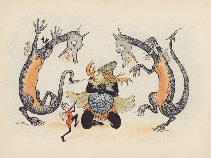 S Rosamond Praegerによる『Little Twin Dragons』のイラスト（カラーリトグラフ） 作： ソフィア・ロザモンド・プレーガー