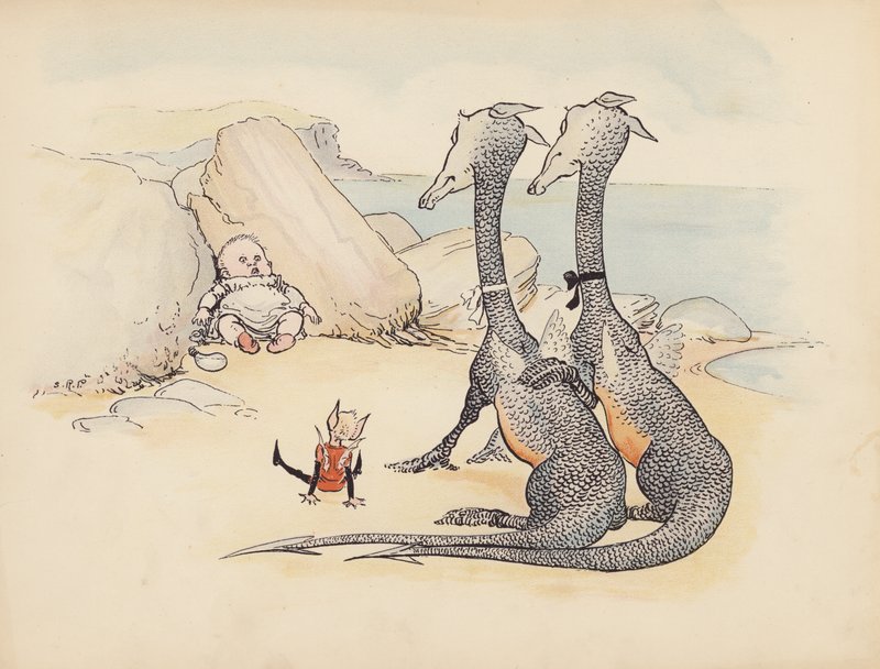 S Rosamond Praegerによる『Little Twin Dragons』のイラスト（カラーリトグラフ） 作： ソフィア・ロザモンド・プレーガー