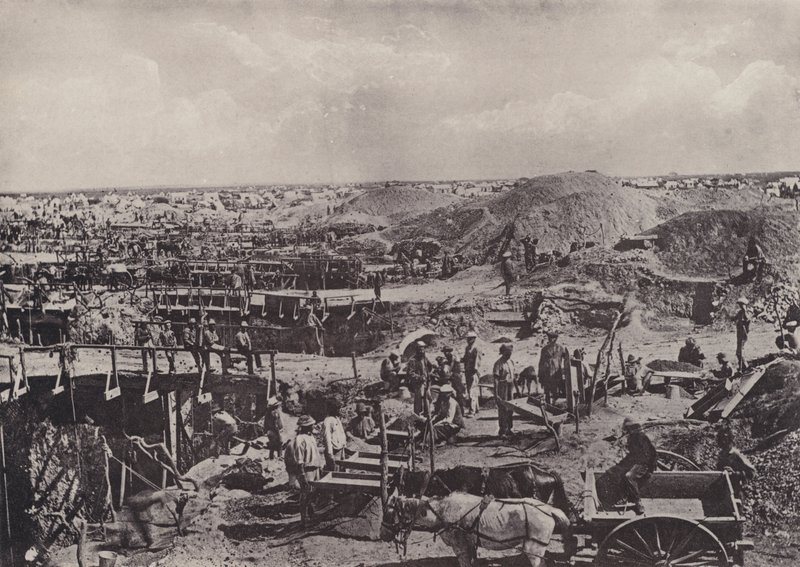 昔の風景、1872年の乾式選別（モノクロ写真 作： 南アフリカの写真家