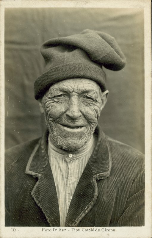 スペイン、ジローナの老人（モノクロ写真） 作： スペインの写真家