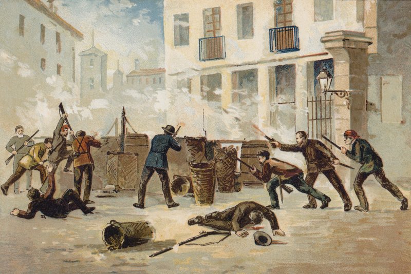 1873年にスペインの武装解除を拒否したバレンシアの国民民主党員 作： スペイン語学校