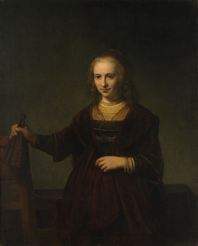 日本画 女性肖像 黒いフレーム Style_of_Rembrandt_-