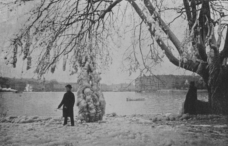 ジュネーブのオー・オー・ヴィーヴ（1896年冬）（モノクロ写真 作： スイスの写真家
