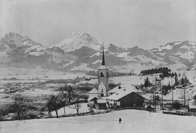 Le Moleson, Vue prise a Broc, Gruyere (白黒写真) 作： スイスの写真家