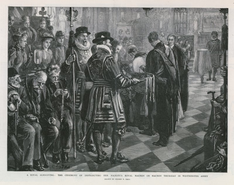 A Royal Almsgiving (e.g. engraving) 作： シドニープライアホール