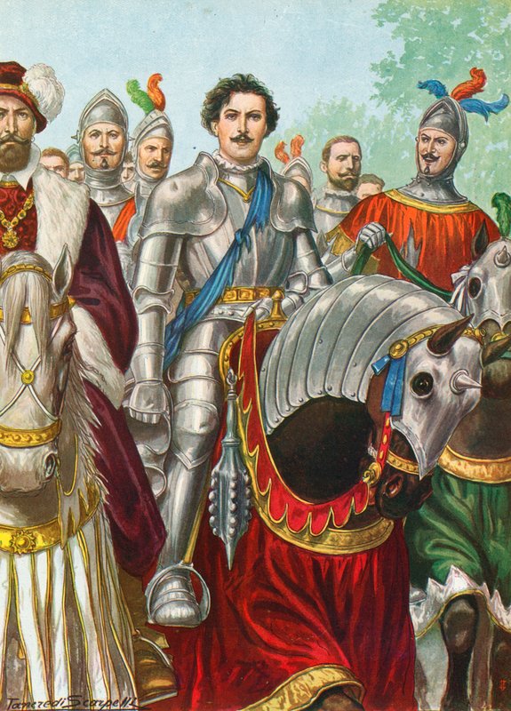 1503年のバルレッタの戦い後のエトーレフィエラモスカ 作： タンクレディ・スカルペリ