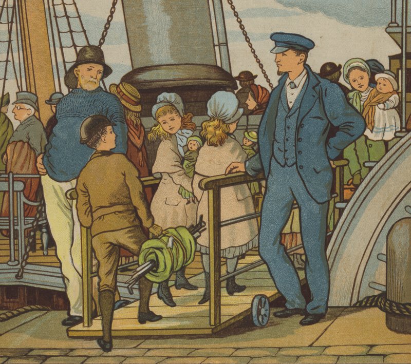 Folkestone: going on board (color litho) 作： トーマス・クレーン