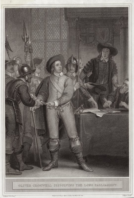 長い議会を解散したオリバー・クロムウェル（1599-1658） 作： トーマス・ストザード