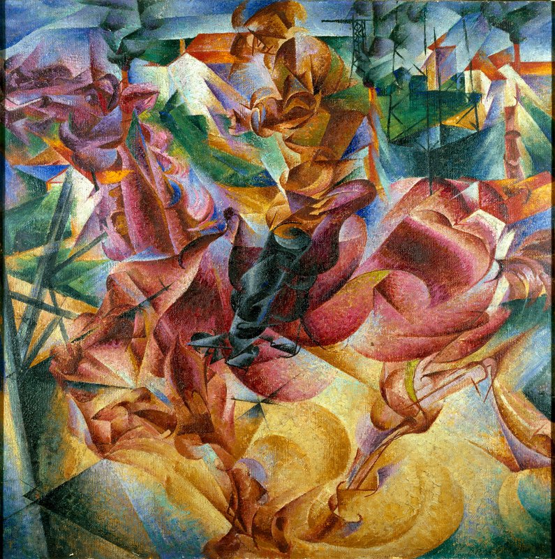 未来の世界画家絵画 未来派です。ウンベルト・ボッチョーニ（1882-1916）の「Elasticita