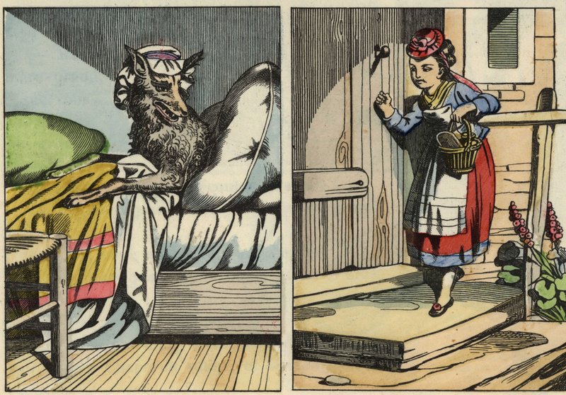 フランスアンティーク シャルル・ペロー ジグソーパズル 赤頭巾 おやゆび小僧 Unknown_Artist_-