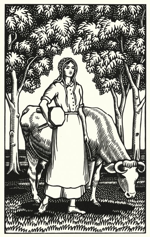 トーマス・ハーディの「Tess Of The DUrbervilles」のイラスト（彫刻）。 作： ヴィヴィアン・グリブル