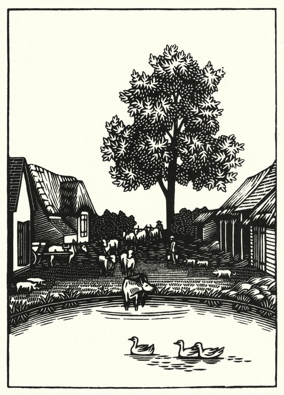 トーマス・ハーディの「Tess Of The DUrbervilles」のイラスト（彫刻）。 作： ヴィヴィアン・グリブル