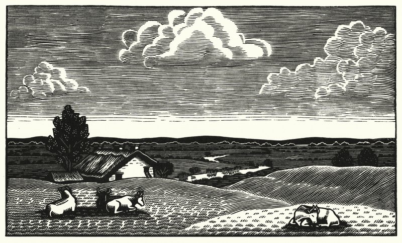 トーマス・ハーディの「Tess Of The DUrbervilles」のイラスト（彫刻）。 作： ヴィヴィアン・グリブル
