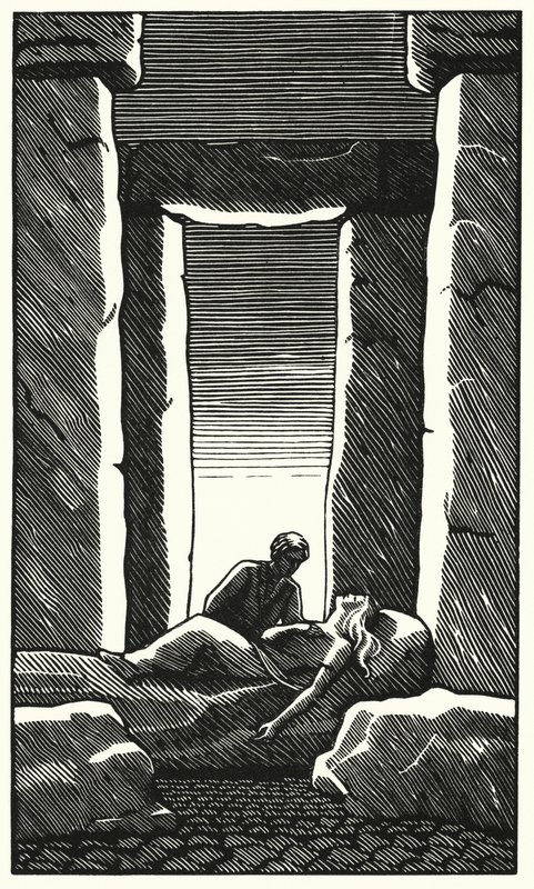 トーマス・ハーディの「Tess Of The DUrbervilles」のイラスト（彫刻）。 作： ヴィヴィアン・グリブル