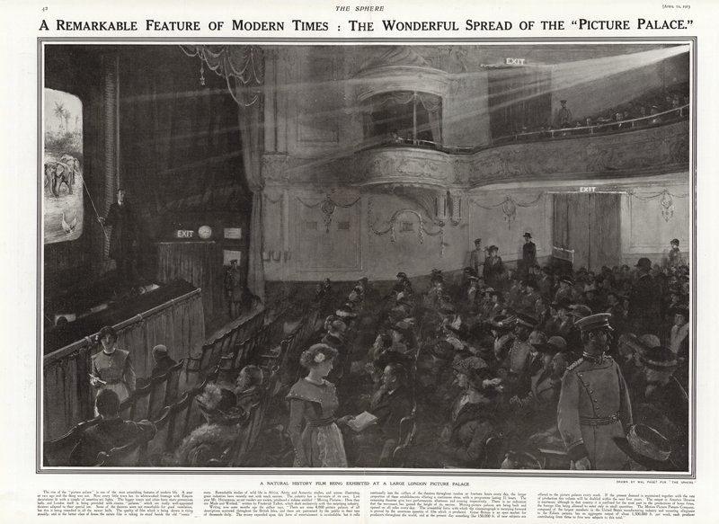 1913年にロンドンの写真宮殿で展示されている自然史映画 作： ウォルター・スタンレー・パジェット