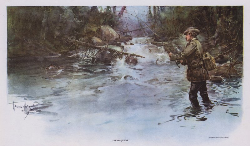 Unconquered: angling scene (color litho) 作： ウォルターグランビルスミス