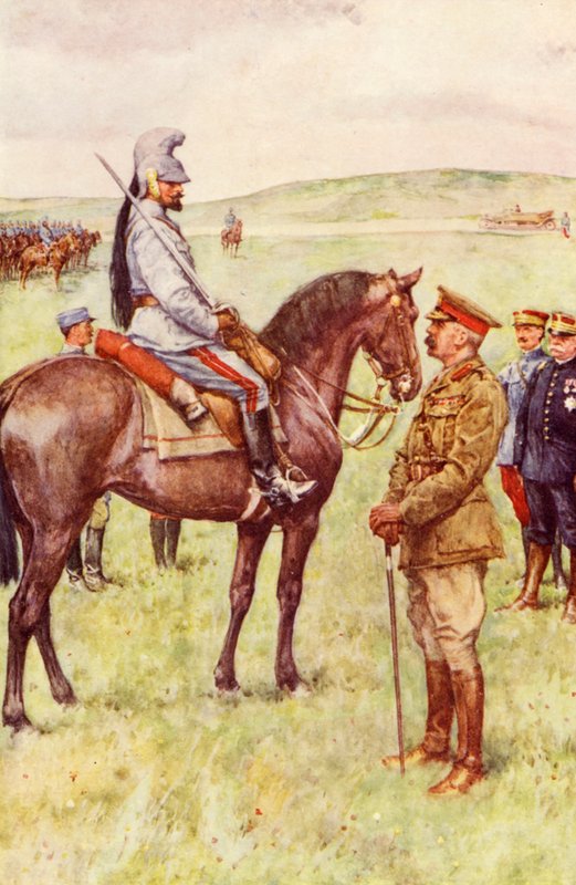 フランスでのキッチナー卿とバラティエ将軍の会談（カラーリトグラフ） 作： ウォルターパジェット