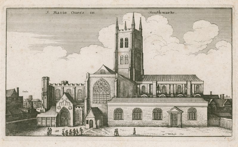 St Mary Overies、サザーク、ロンドン; 1647年付けの図面 作： ヴァーツラフ・ホラー