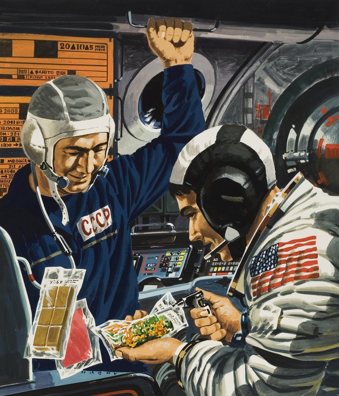 宇宙のディナー（紙にグワッシュ） 作： ウィルフ (20 世紀) ハーディ