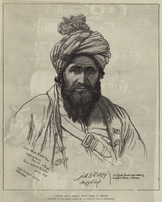 Bezootのチーフ、Sirdar Abdul Khalik Khan 作： ウィリアムクリミアシンプソン