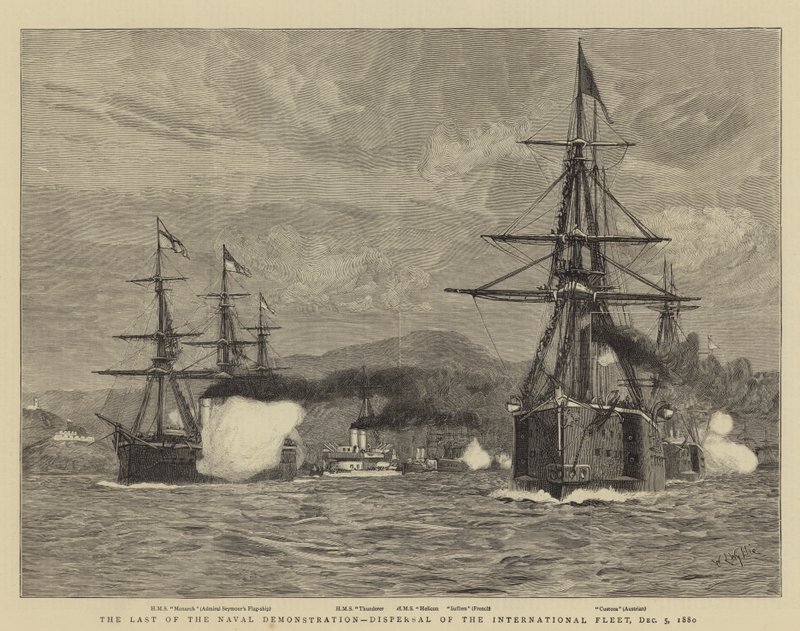 海軍の最後のデモ、国際艦隊の解散、1880年12月5日 作： ウィリアムライオネルワイリー